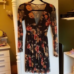 Floral Plunging-V Neck Dress Charlotte Russe